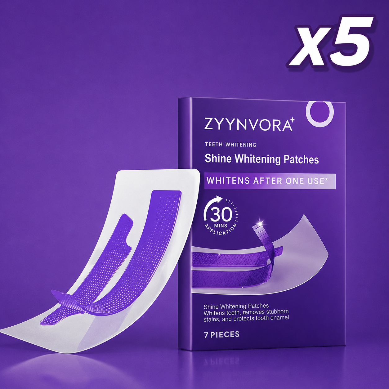 Purple Teeth Whitening Strips – Fast &amp; Gentle Teeth Brightening (7 Pack)