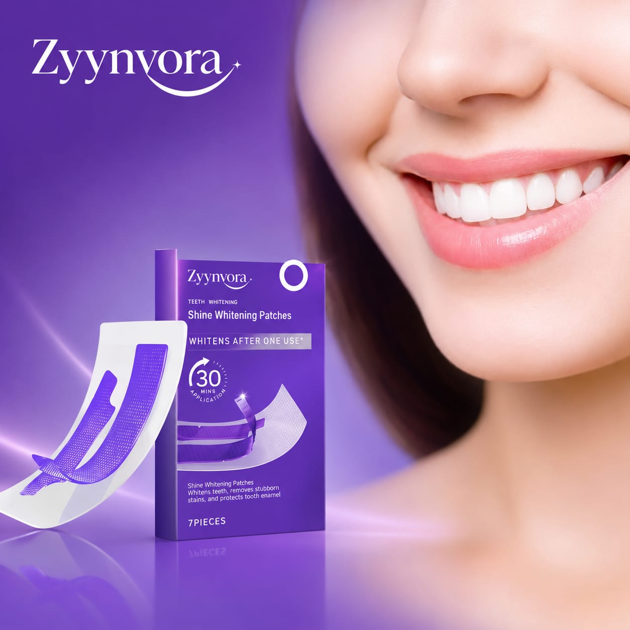 Purple Teeth Whitening Strips – Fast &amp; Gentle Teeth Brightening (7 Pack)
